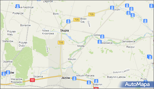 mapa Modła gmina Słupia, Modła gmina Słupia na mapie Targeo