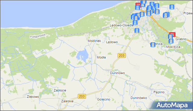 mapa Modła gmina Ustka, Modła gmina Ustka na mapie Targeo