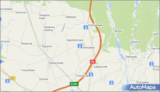 mapa Modliszewo, Modliszewo na mapie Targeo