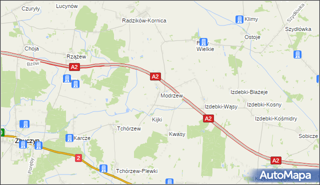 mapa Modrzew gmina Zbuczyn, Modrzew gmina Zbuczyn na mapie Targeo