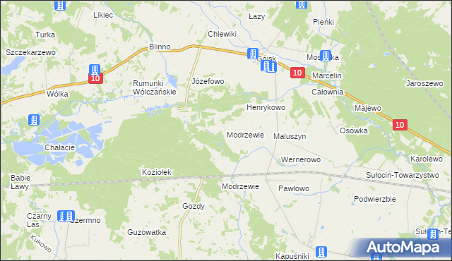 mapa Modrzewie gmina Szczutowo, Modrzewie gmina Szczutowo na mapie Targeo