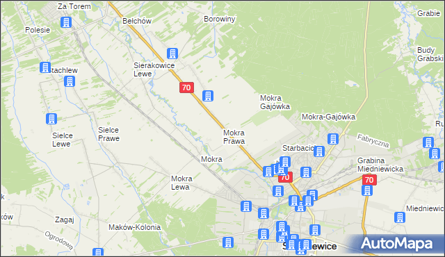 mapa Mokra Prawa, Mokra Prawa na mapie Targeo