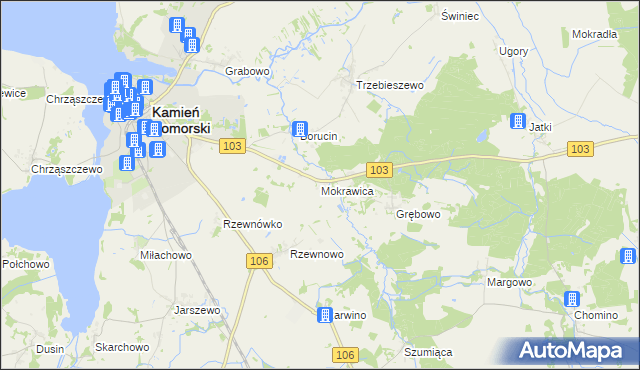 mapa Mokrawica, Mokrawica na mapie Targeo