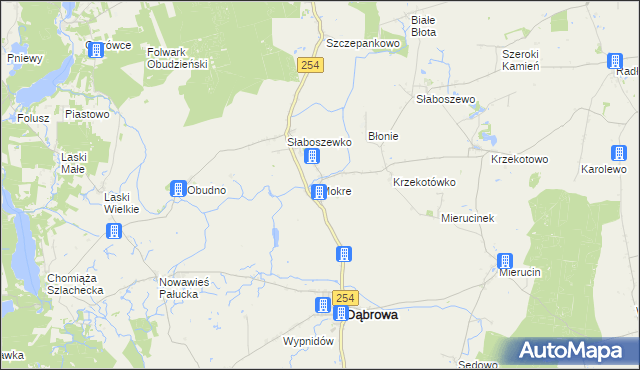 mapa Mokre gmina Dąbrowa, Mokre gmina Dąbrowa na mapie Targeo