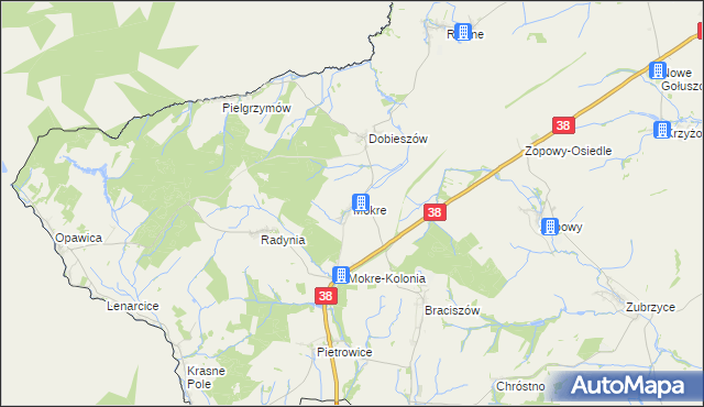 mapa Mokre gmina Głubczyce, Mokre gmina Głubczyce na mapie Targeo