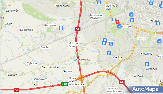 mapa Mokronos Dolny, Mokronos Dolny na mapie Targeo