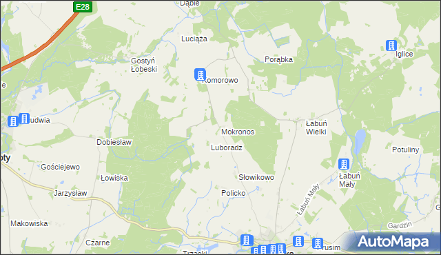 mapa Mokronos gmina Resko, Mokronos gmina Resko na mapie Targeo