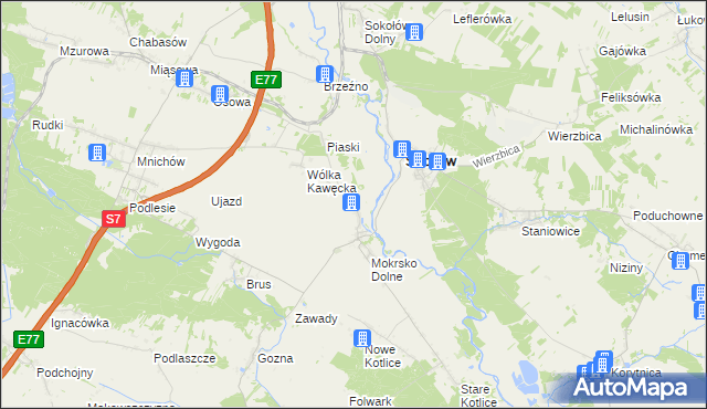 mapa Mokrsko Górne, Mokrsko Górne na mapie Targeo