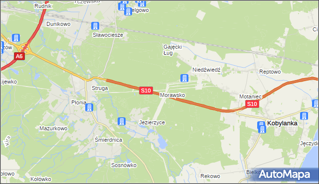 mapa Morawsko gmina Kobylanka, Morawsko gmina Kobylanka na mapie Targeo