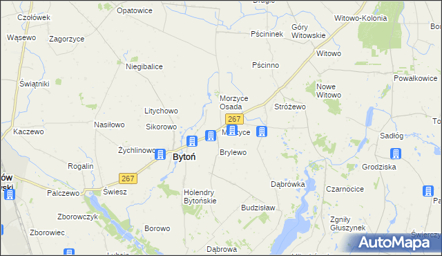 mapa Morzyce gmina Bytoń, Morzyce gmina Bytoń na mapie Targeo