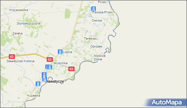 mapa Mościce Dolne, Mościce Dolne na mapie Targeo