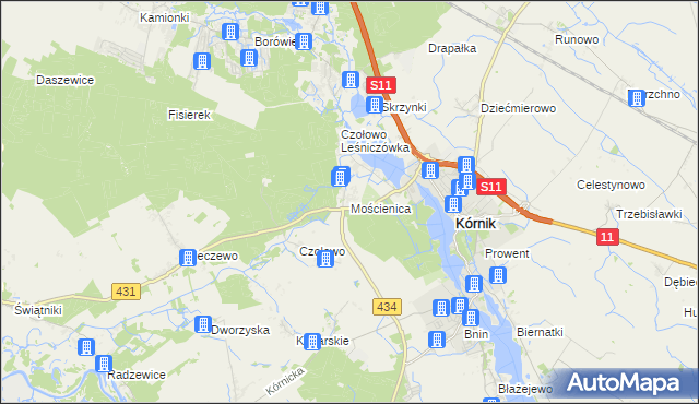 mapa Mościenica, Mościenica na mapie Targeo