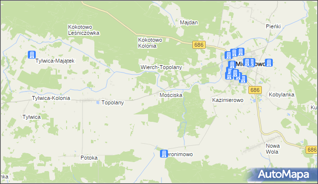 mapa Mościska gmina Michałowo, Mościska gmina Michałowo na mapie Targeo