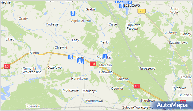 mapa Mościska gmina Szczutowo, Mościska gmina Szczutowo na mapie Targeo