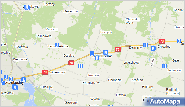 mapa Moskorzew, Moskorzew na mapie Targeo