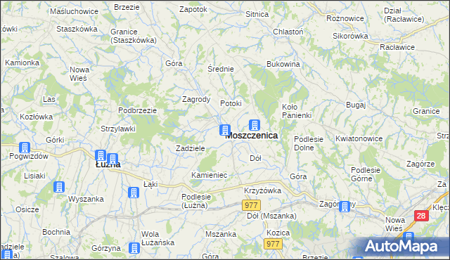 mapa Moszczenica powiat gorlicki, Moszczenica powiat gorlicki na mapie Targeo