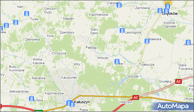 mapa Mroczki gmina Kałuszyn, Mroczki gmina Kałuszyn na mapie Targeo