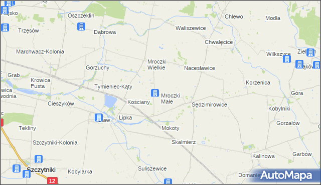 mapa Mroczki Małe gmina Błaszki, Mroczki Małe gmina Błaszki na mapie Targeo