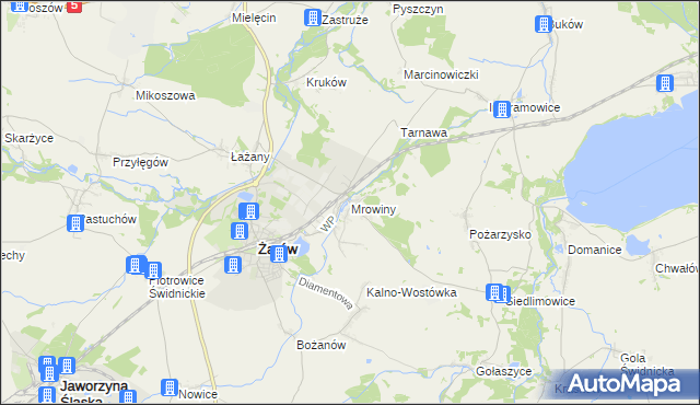 mapa Mrowiny gmina Żarów, Mrowiny gmina Żarów na mapie Targeo