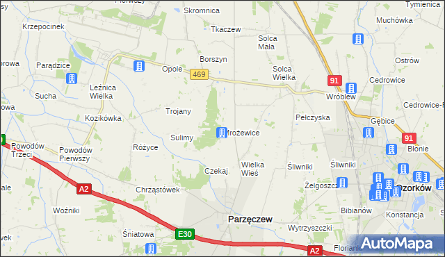 mapa Mrożewice, Mrożewice na mapie Targeo