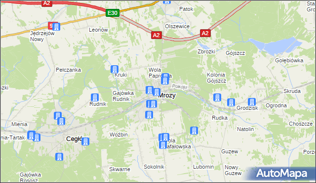 mapa Mrozy powiat miński, Mrozy powiat miński na mapie Targeo