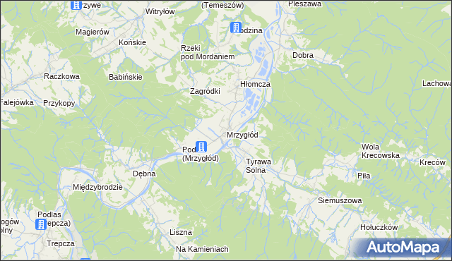 mapa Mrzygłód gmina Sanok, Mrzygłód gmina Sanok na mapie Targeo
