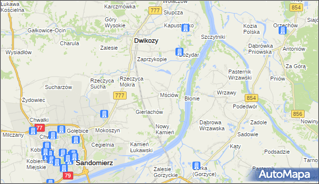 mapa Mściów, Mściów na mapie Targeo