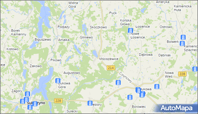 mapa Mściszewice, Mściszewice na mapie Targeo