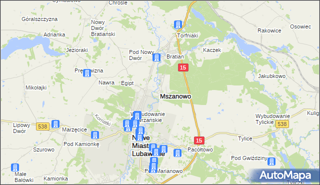 mapa Mszanowo, Mszanowo na mapie Targeo