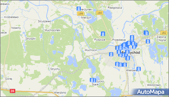 mapa Muchocin, Muchocin na mapie Targeo