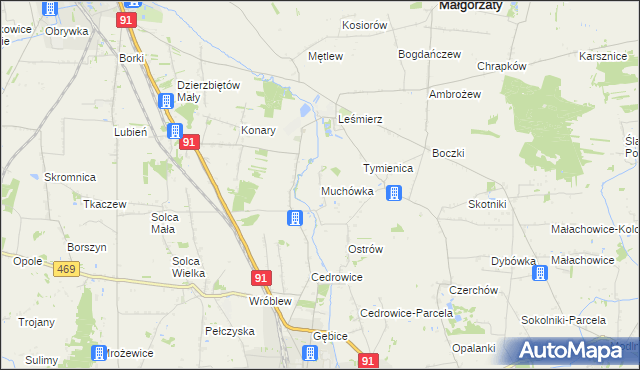 mapa Muchówka gmina Ozorków, Muchówka gmina Ozorków na mapie Targeo