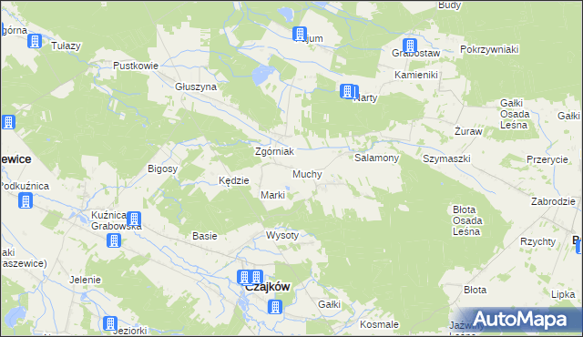 mapa Muchy gmina Czajków, Muchy gmina Czajków na mapie Targeo