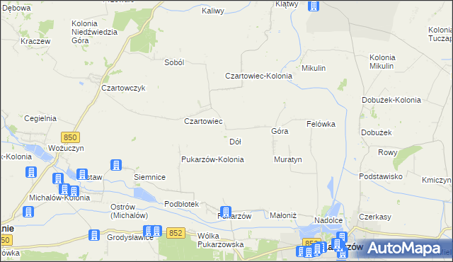 mapa Muratyn-Kolonia, Muratyn-Kolonia na mapie Targeo