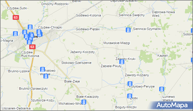 mapa Murawskie-Czachy, Murawskie-Czachy na mapie Targeo