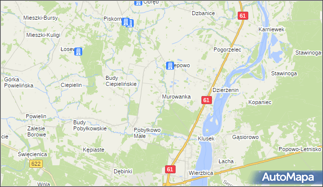 mapa Murowanka gmina Pokrzywnica, Murowanka gmina Pokrzywnica na mapie Targeo