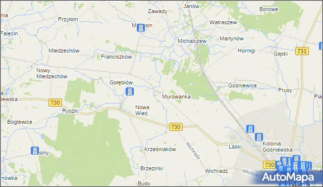 mapa Murowanka gmina Warka, Murowanka gmina Warka na mapie Targeo