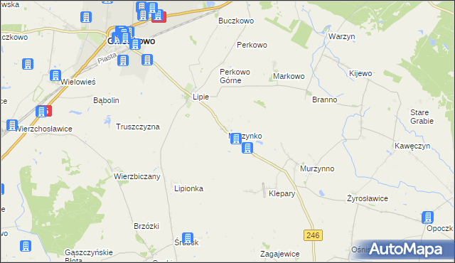 mapa Murzynko, Murzynko na mapie Targeo