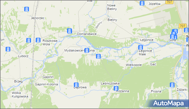 mapa Myślakowice, Myślakowice na mapie Targeo