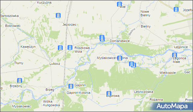 mapa Myślakowice-Kolonia, Myślakowice-Kolonia na mapie Targeo