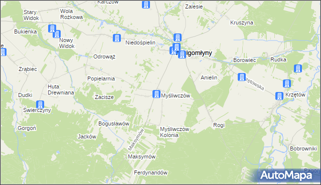 mapa Myśliwczów, Myśliwczów na mapie Targeo