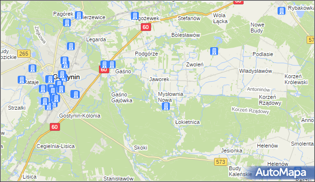 mapa Mysłownia Nowa, Mysłownia Nowa na mapie Targeo