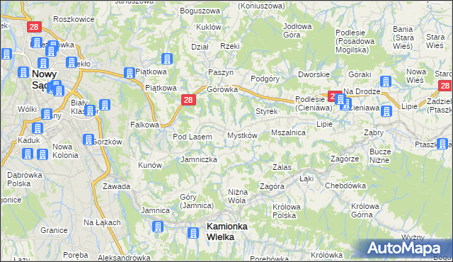 mapa Mystków, Mystków na mapie Targeo