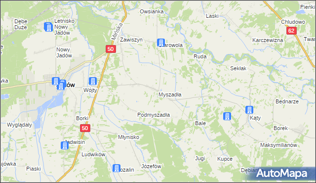 mapa Myszadła, Myszadła na mapie Targeo