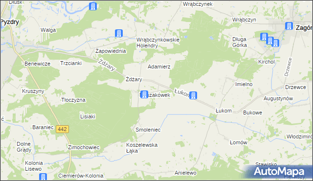 mapa Myszaków, Myszaków na mapie Targeo