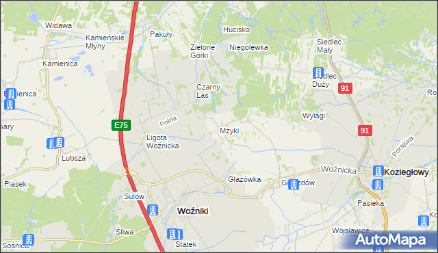mapa Mzyki, Mzyki na mapie Targeo