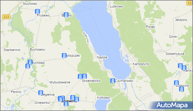 mapa Nadole gmina Gniewino, Nadole gmina Gniewino na mapie Targeo