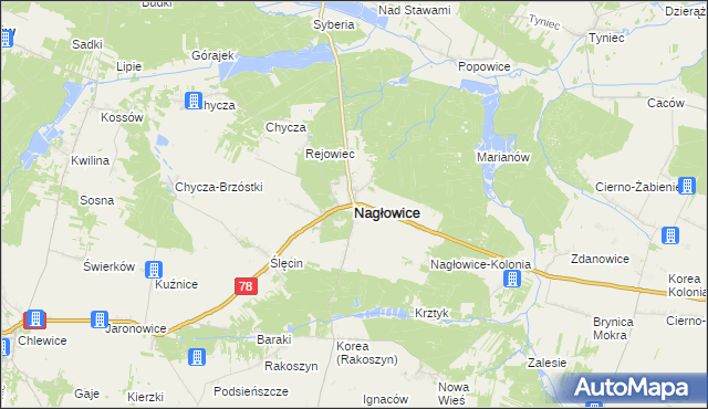 mapa Nagłowice, Nagłowice na mapie Targeo