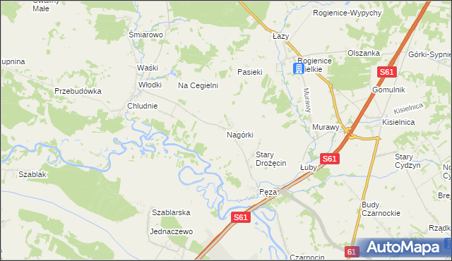 mapa Nagórki gmina Piątnica, Nagórki gmina Piątnica na mapie Targeo