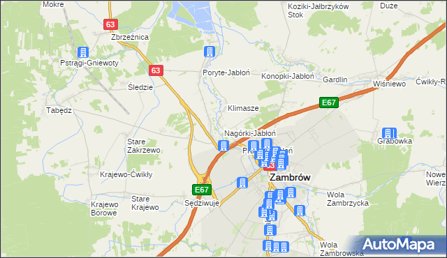 mapa Nagórki-Jabłoń, Nagórki-Jabłoń na mapie Targeo