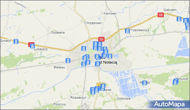 mapa Nakło nad Notecią, Nakło nad Notecią na mapie Targeo